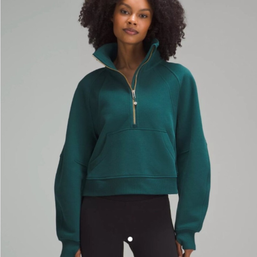 Lululemon Athletica Scuba Oversized Green Half-Zip Sweatshirt